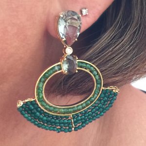 Brinco Jade Verde e Crisopázio Carina | Lanarée Acessórios