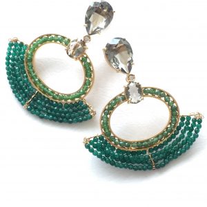 Brinco Jade Verde e Crisopázio Carina | Lanarée Acessórios Brinco Jade Verde e Crisopázio Carina| Lanarée Acessórios