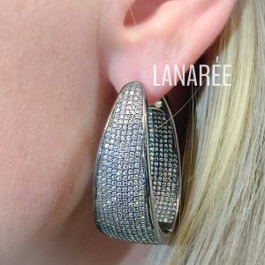 Brinco Argola Luxo Oval Ródio | Lanarée Acessórios