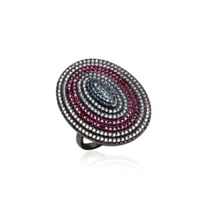 Anel Zircônia Colorida Oval 9 Linhas | Lanarée Acessórios Anel Zircônia Colorida Oval 9 Linhas | Lanarée Acessórios