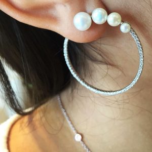 Brinco Argola Frontal Pérola | Lanarée Acessórios