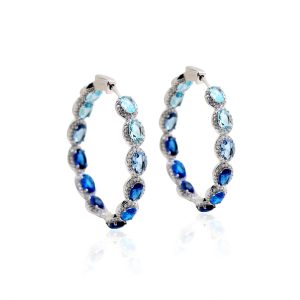 Brinco de Argola Cristal Safira | Lanarée Acessórios