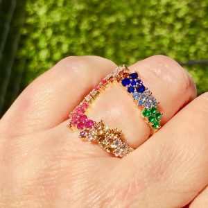 Anel Aberto Colours Cravejado | Lanarée Acessórios