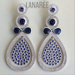 Brinco Varese Zircônia Safira | Lanarée Acessórios