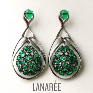 Anel Cristal Esmeralda Cabochão | Lanarée Acessórios