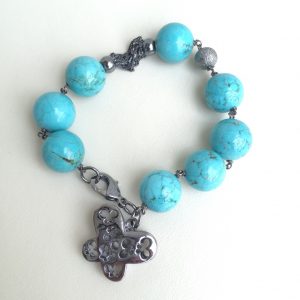 Pulseira Turquesa Natural Com Pingente | Lanarée Acessórios