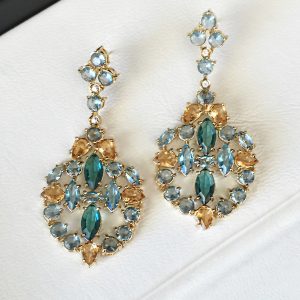 Brinco Soutache Cristal Denim Blue | Lanarée Acessórios