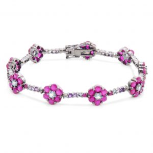 Pulseira 9 Flores Rubi Ródio Negro | Lanarée Acessórios