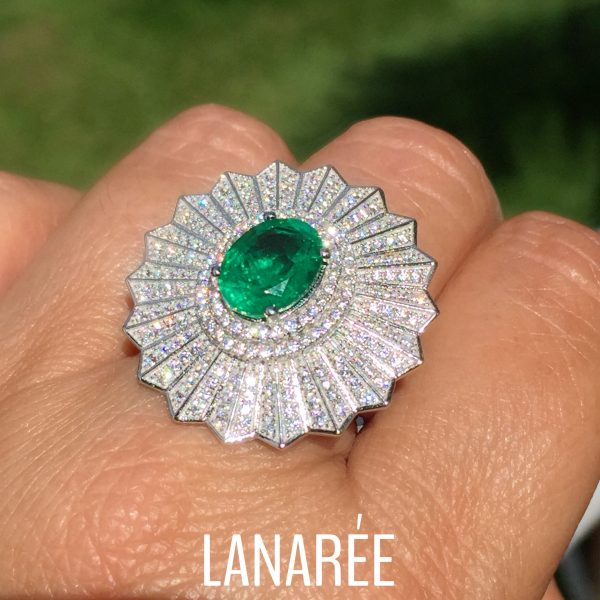 Anel Esmeralda Fusion Cravejado | Lanarée Acessórios