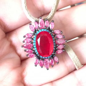 Colar Choker Cristal Rubi Nano Turquesa | Lanarée Acessórios
