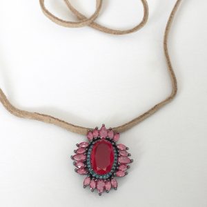 Colar Choker Cristal Rubi Nano Turquesa | Lanarée Acessórios