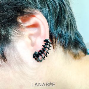 Brinco Ear Cuff Zircônias Gotas Negras | Lanarée Acessórios