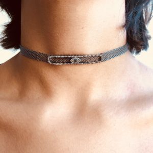 Colar Choker Olho Grego Ródio Negro | Lanarée Acessórios