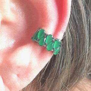 Brinco Piercing Falso Esmeralda Gotas | Lanarée Acessórios