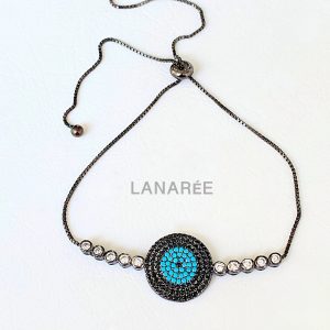 Pulseira Olho Grego Zircônia Negra | Lanarée Acessórios