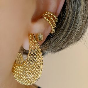 Brinco Piercing Três Tiras Semijoia | Lanarée Acessórios