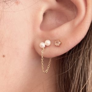 Brinco Duas Perolinhas Prata 925 | Lanarée Acessórios