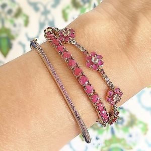 Pulseira Bracelete Zircônia Rubi | Lanarée Acessórios