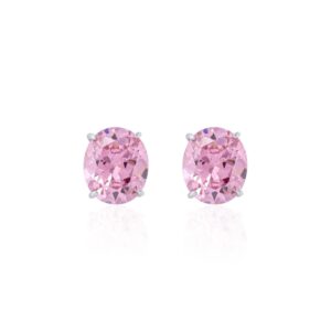 Brinco Oval Safira Rosa Prata 925 | Lanarée Acessórios