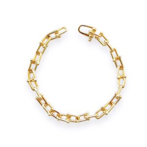 Pulseira de Prata Elos Dourados | Lanarée Acessórios