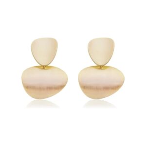 Brinco Placas Curvadas Dourado | Lanarée Acessórios