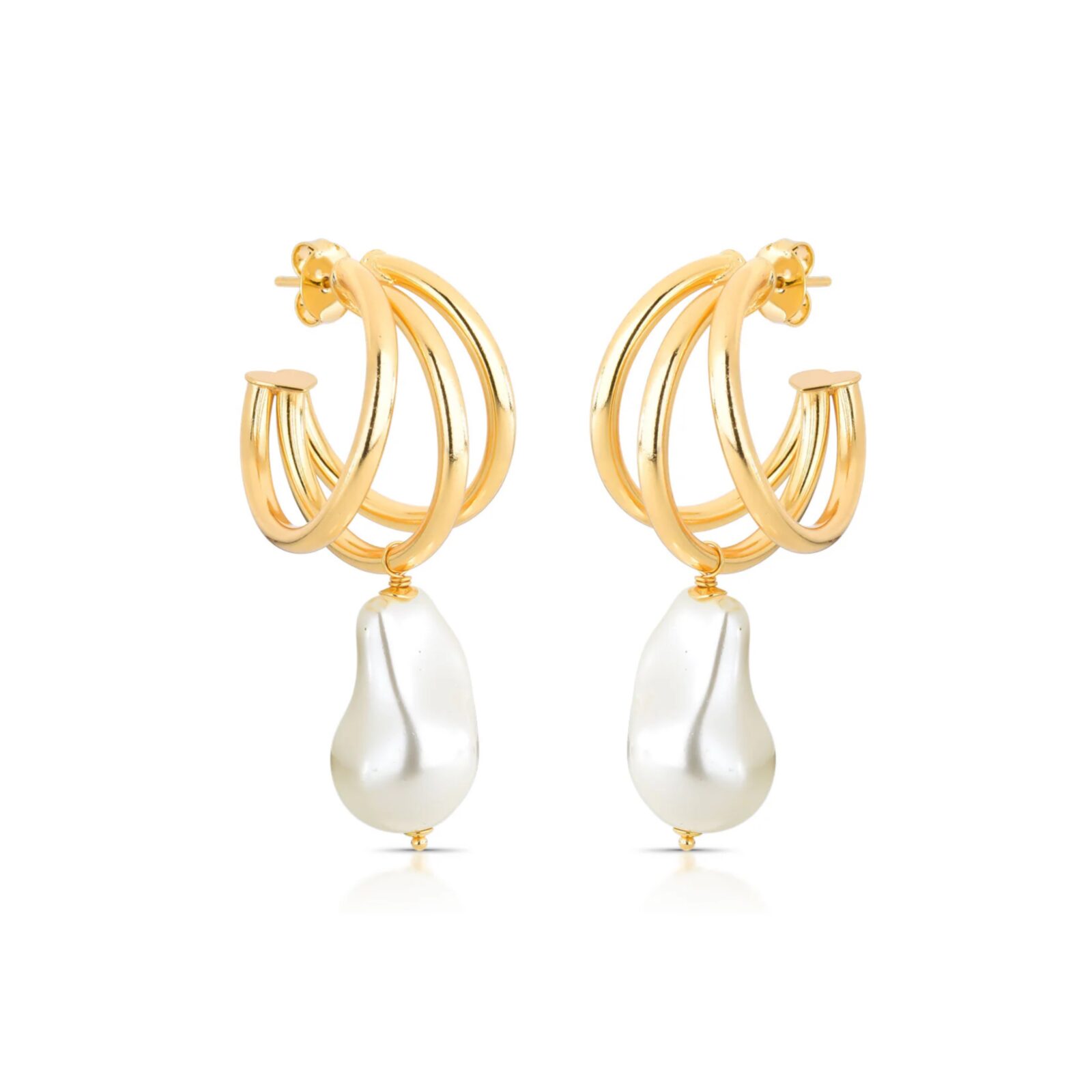 Brinco Argola Maxi Com Pingente de Pérola | Lanarée Acessórios